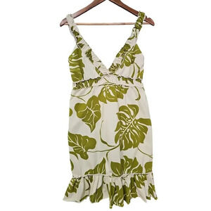Coconut Moon Tropical Mini Dress Cream / Green Size XS